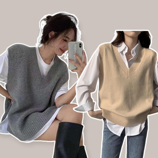 Áo gile len lông thỏ xẻ A01