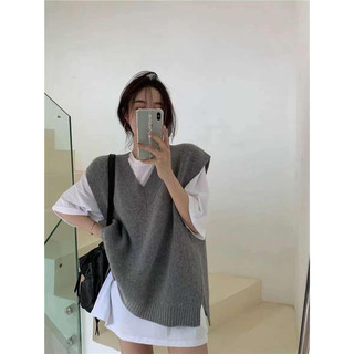 áo gile len lông thỏ xẻ A01