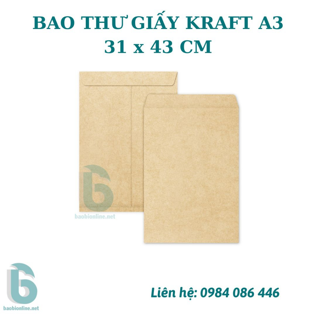 BAO THƯ GIẤY KRAFT A3 NẮP NGANG | BAO THƯ GIẤY KRAFT ĐỰNG HỒ SƠ - BAOBIONLINE