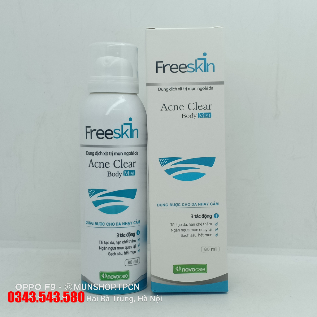 Combo ngừa mụn Freeskin / Gel tắm Freeskin /novo - Sạch mụn, hết thâm - Tự tin vai trần
