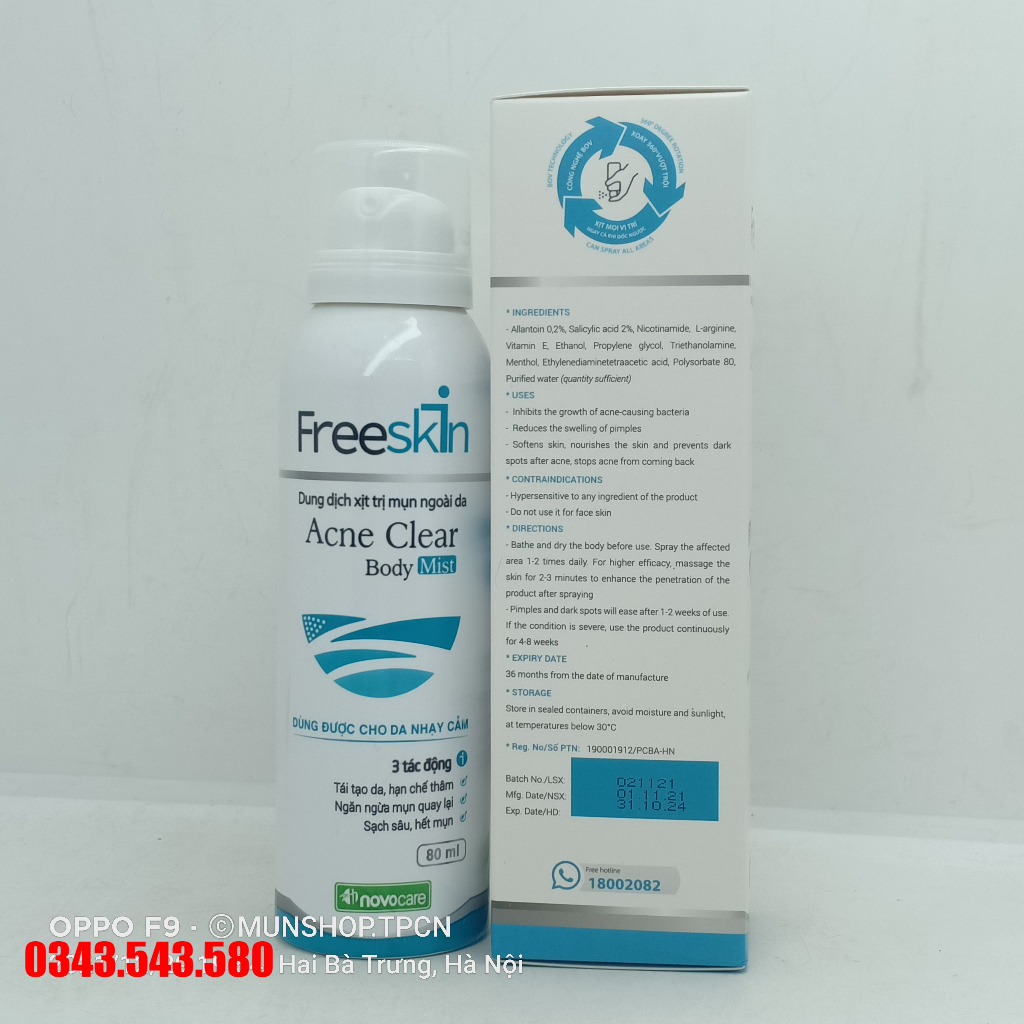 Combo ngừa mụn Freeskin / Gel tắm Freeskin /novo - Sạch mụn, hết thâm - Tự tin vai trần