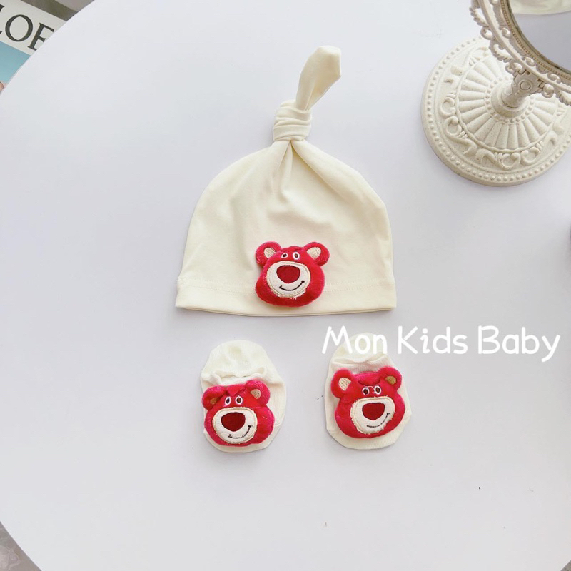 Set mũ + tất hình thú cho bé sơ sinh từ 0-6m