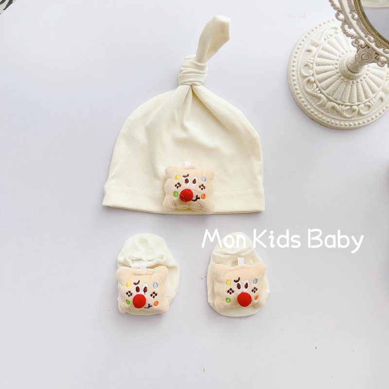 Set mũ + tất hình thú cho bé sơ sinh từ 0-6m
