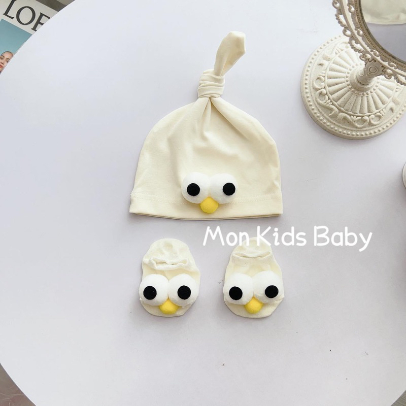Set mũ + tất hình thú cho bé sơ sinh từ 0-6m