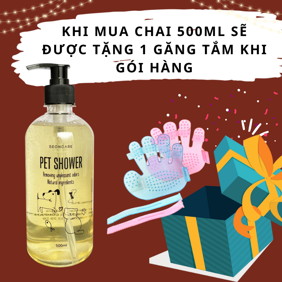 Sữa tắm khử mùi hôi chó mèo hiệu quả, thơm lâu. Dưỡng lông mềm mượt ngăn ngừa nấm ngứa beoncare, an toàn