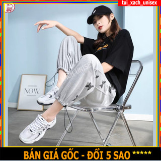 🌸 MẪU MỚI - GIÁ SỈ 🌸 QUẦN NỈ NAM NỮ VIỀN BƯỚM DÀI ỐNG RỘNG - QUẦN JOGGER LƯNG THUN PHỐI GẤU DÂY RÚT S0