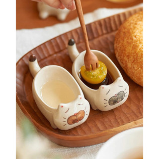 Chén gốm mèo size mini - chén khay nước chấm kiểu Nhật