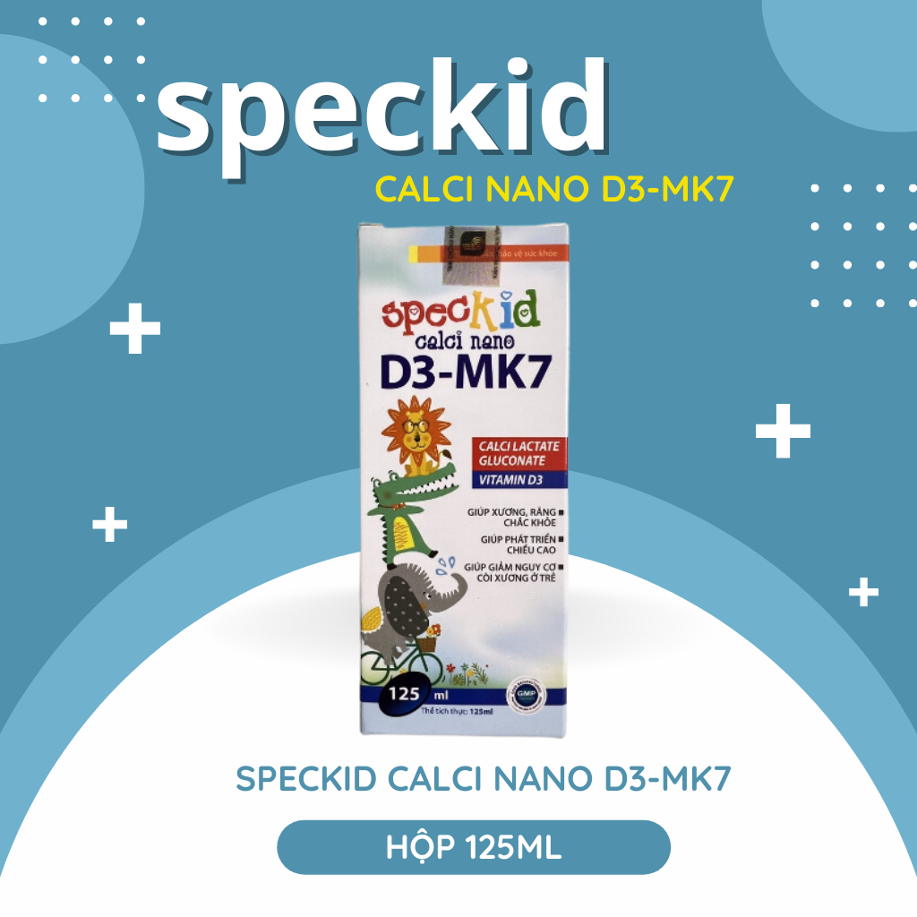 Siro Speckid Calci Nano D3 MK7 giúp bé hấp thu canxi vào răng, xương và phát triển chiều cao chai 125ml