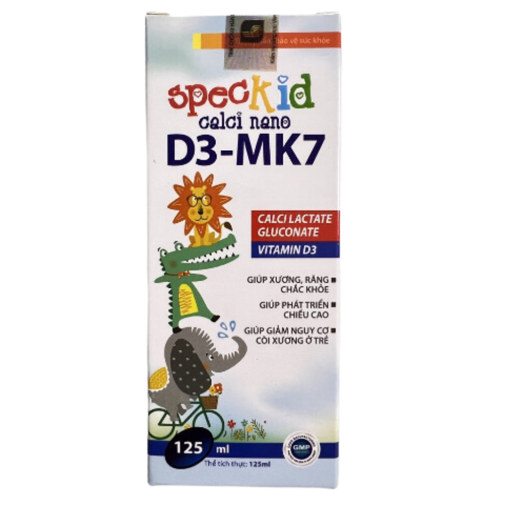 Siro Speckid Calci Nano D3 MK7 giúp bé hấp thu canxi vào răng, xương và phát triển chiều cao chai 125ml