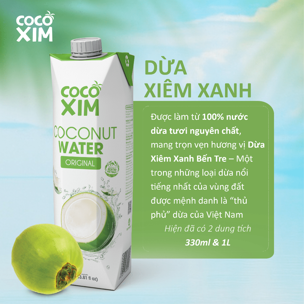 [NƯỚC DỪA TƯƠI]_Nước dừa đóng hộp Cocoxim Xanh dung tích 1000ml/Hộp