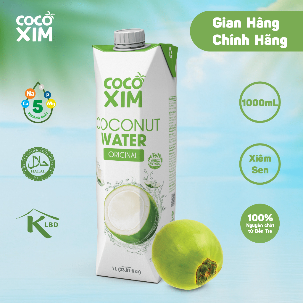 [NƯỚC DỪA TƯƠI]_Nước dừa đóng hộp Cocoxim Xanh dung tích 1000ml/Hộp