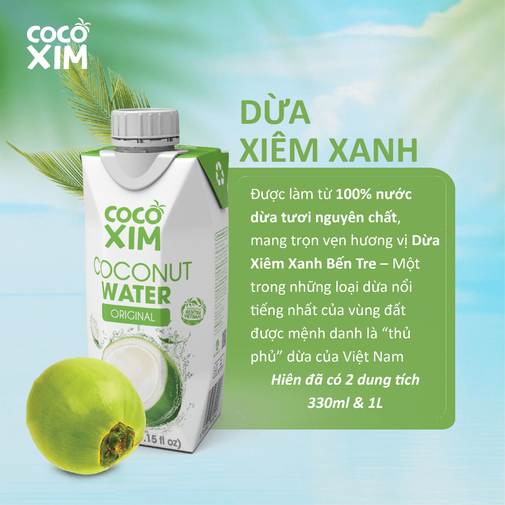 COMBO 6 HỘP Nước dừa đóng hộp Cocoxim Xanh 330ml/ Hộp