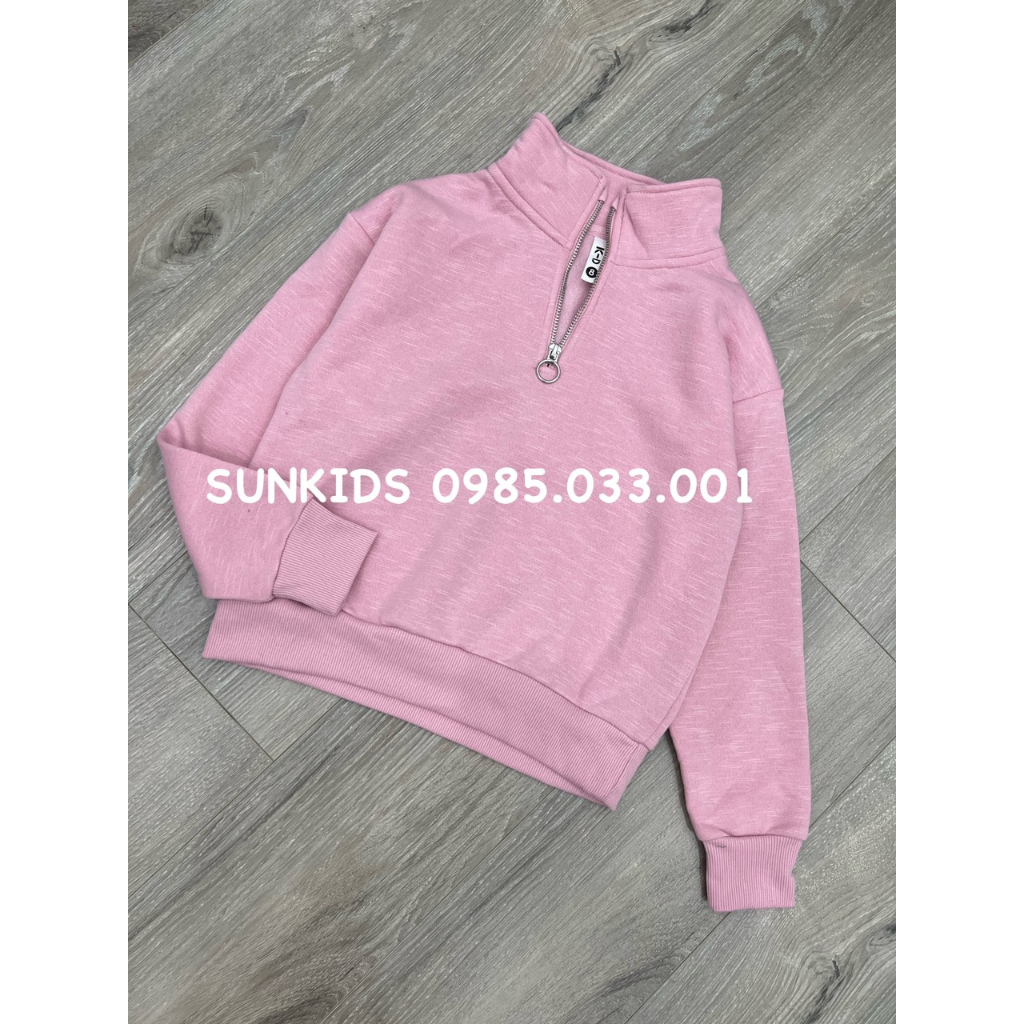 Áo thu đông nỉ bé gái khóa cổ 3 màu