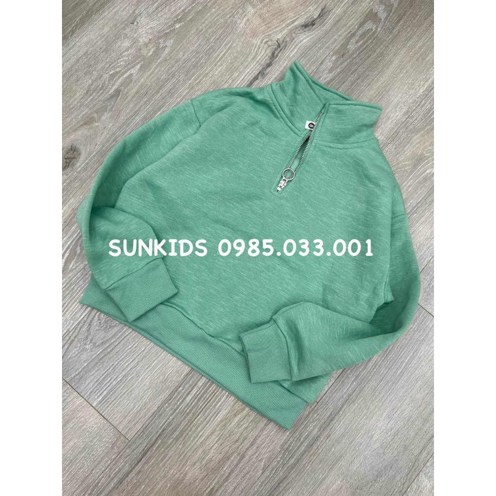 Áo thu đông nỉ bé gái khóa cổ 3 màu