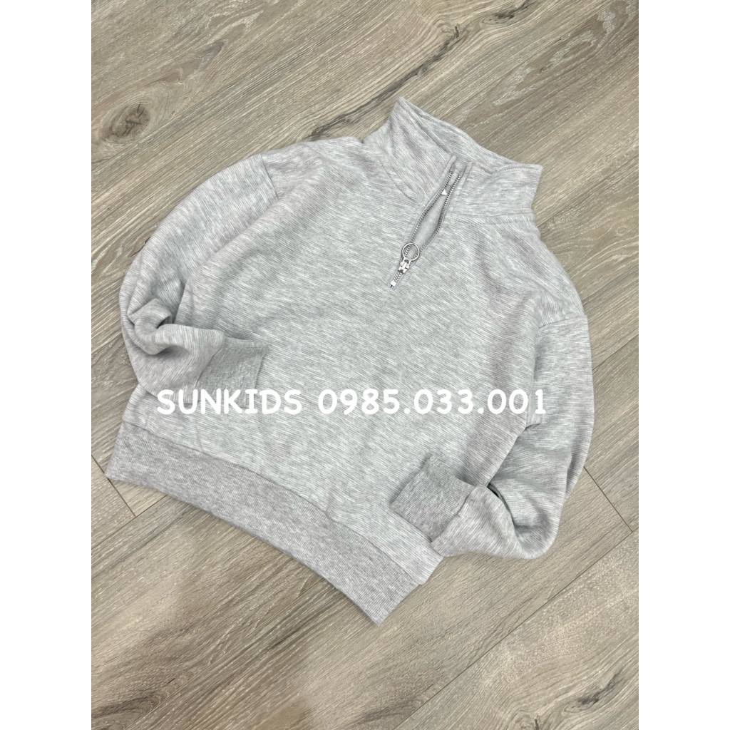 Áo thu đông nỉ bé gái khóa cổ 3 màu