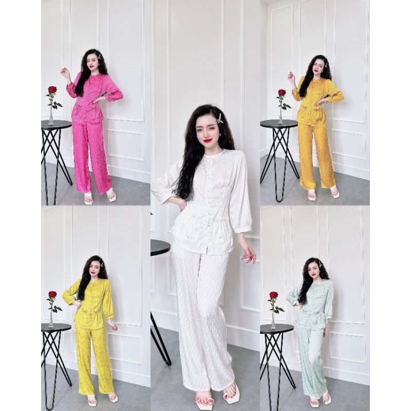 Set lam gấm túi tay dài - đồ lam đi lễ , đi chùa