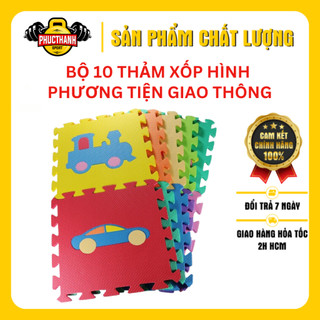 Bộ 10 tấm thảm xốp lót sàn cho bé hình phương tiện giao thông