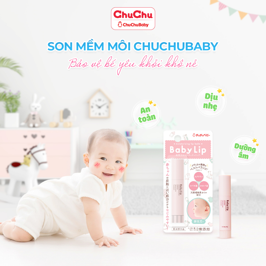 Son dưỡng môi cho bé mềm môi, dưỡng ẩm Chuchu baby chính hãng