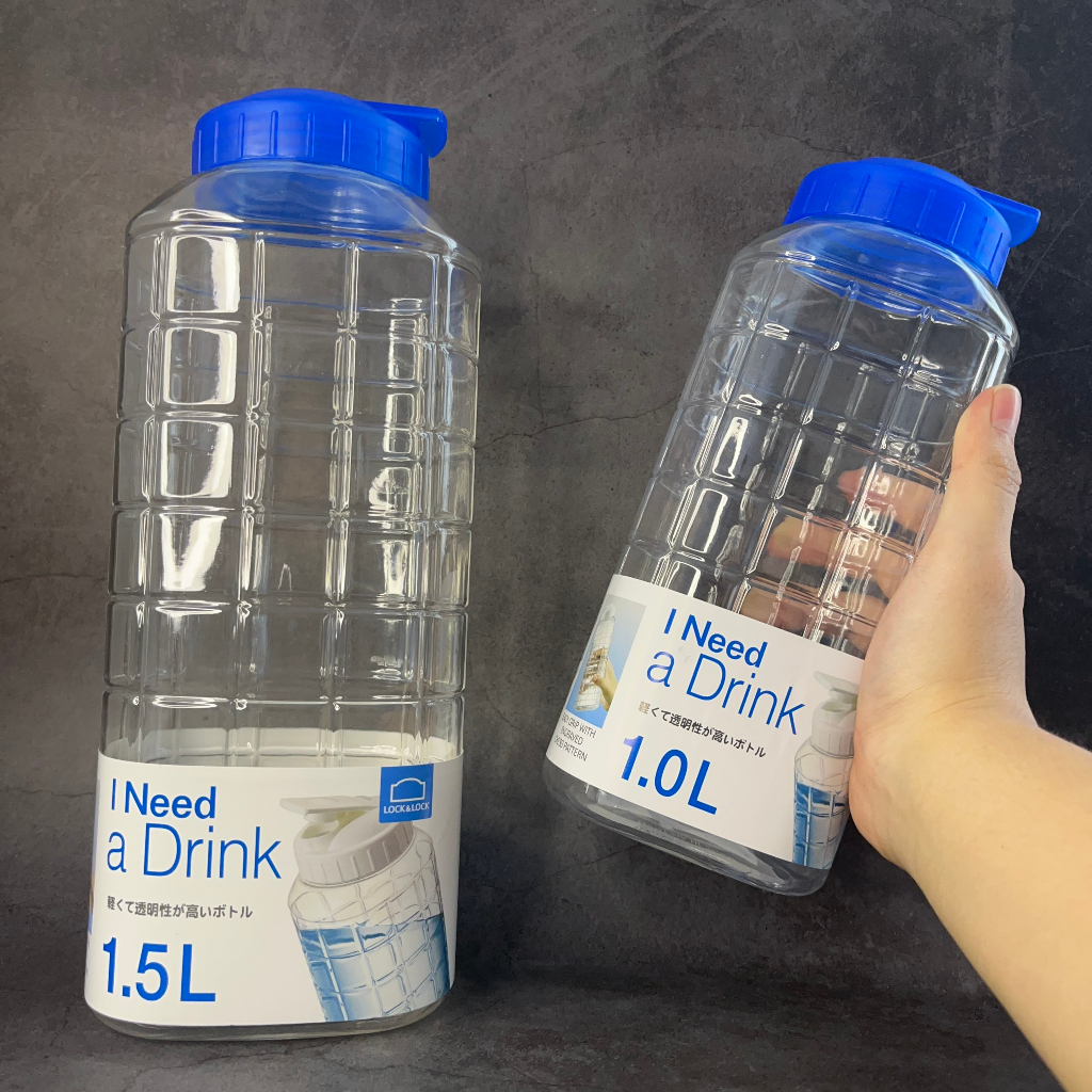 Bình đựng nước nhựa Lock&Lock Chess Water Bottle 1.0L/1.5L Nắp màu xanh HAP810 HAP812