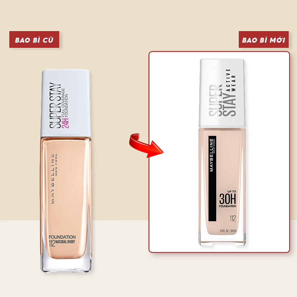 Kem Nền Che Phủ Hoàn Hảo, Bền Màu, Lâu Trôi 24h Maybelline Super Stay 24H Full Coverage Foundation 30ml