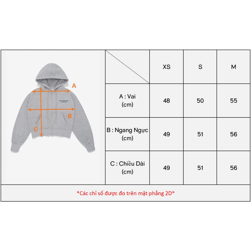 Áo Zipper Hoodie nữ Owlbrand Simlicity/Grey