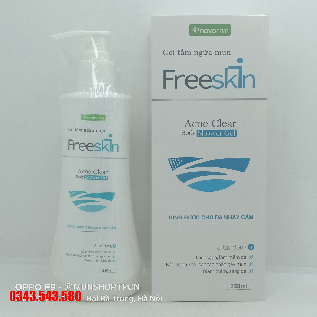 Combo ngừa mụn Freeskin / Gel tắm Freeskin /novo - Sạch mụn, hết thâm - Tự tin vai trần