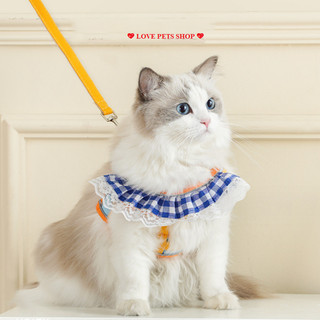 Bộ dây dắt cho Chó Mèo kèm đai yếm phản quang có ren dễ thương - Love Pets Shop