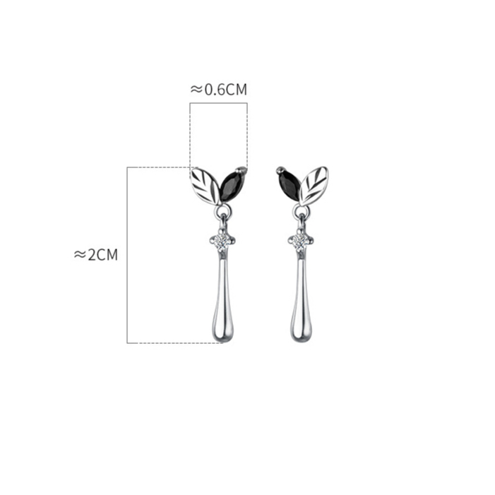 Khuyên tai bạc nữ 925 dáng dài họa tiết lá đính đá tinh tế xinh xắn dễ thương - B2715 - Bảo Ngọc Jewelry
