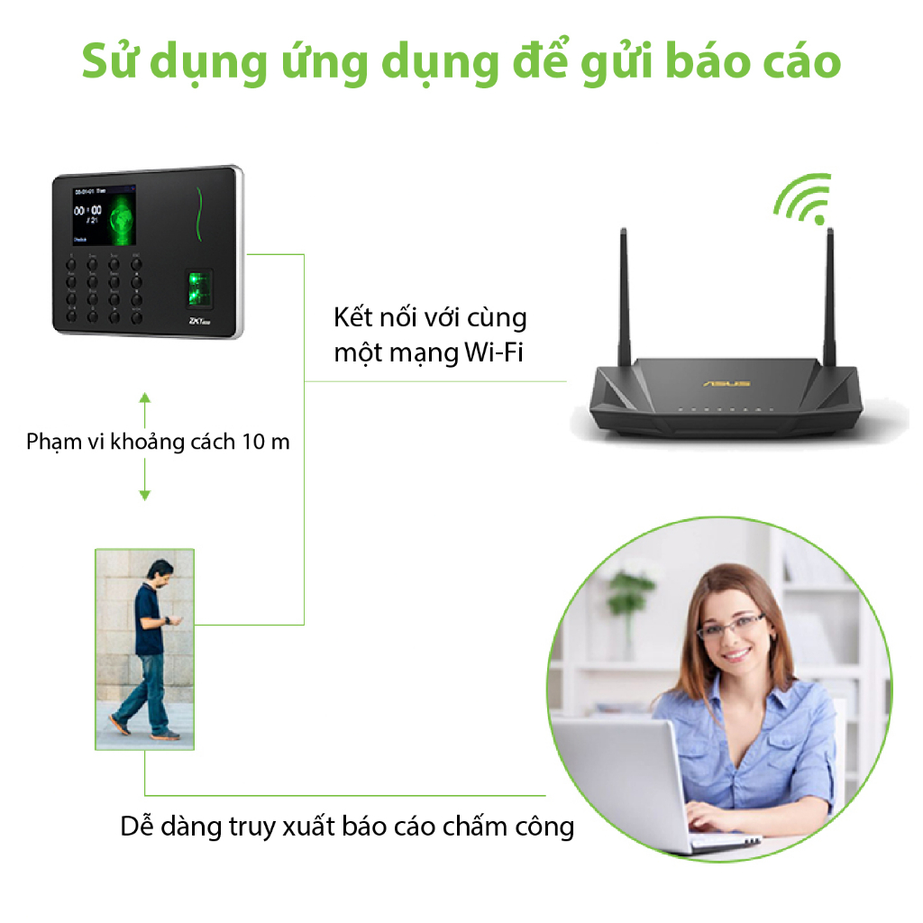 ZKTeco Máy Chấm Công Quét Vân Tay WL10 Bảo Hành 12 Tháng