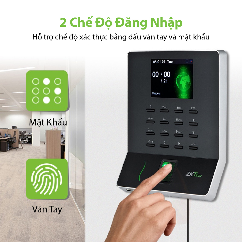 ZKTeco Máy Chấm Công Quét Vân Tay WL10 Bảo Hành 12 Tháng