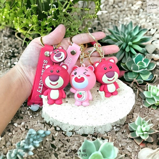 Móc khóa gấu dâu hồng lotso siêu đẹp