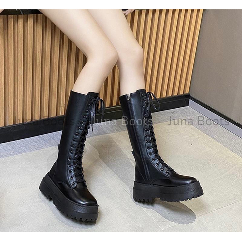 Giày Bốt đùi chiến binh tăng chiều cao - Boots đùi đế bánh mì 6cm hàng Qc Loại 1