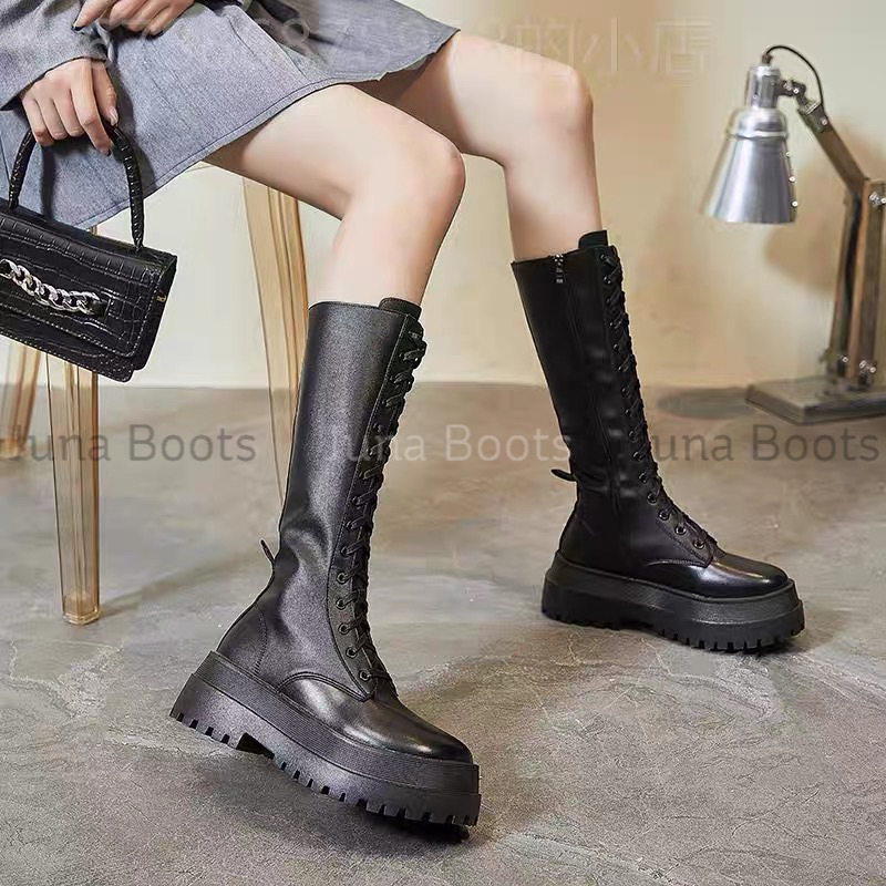 Giày Bốt đùi chiến binh tăng chiều cao - Boots đùi đế bánh mì 6cm hàng Qc Loại 1