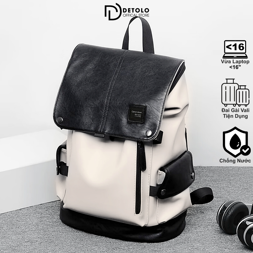 Balo da nam nữ thời trang DETOLO đựng laptop 15,6in 16in chống nước ngăn ipad ngăn quần áo du lịch 3 4 bộ