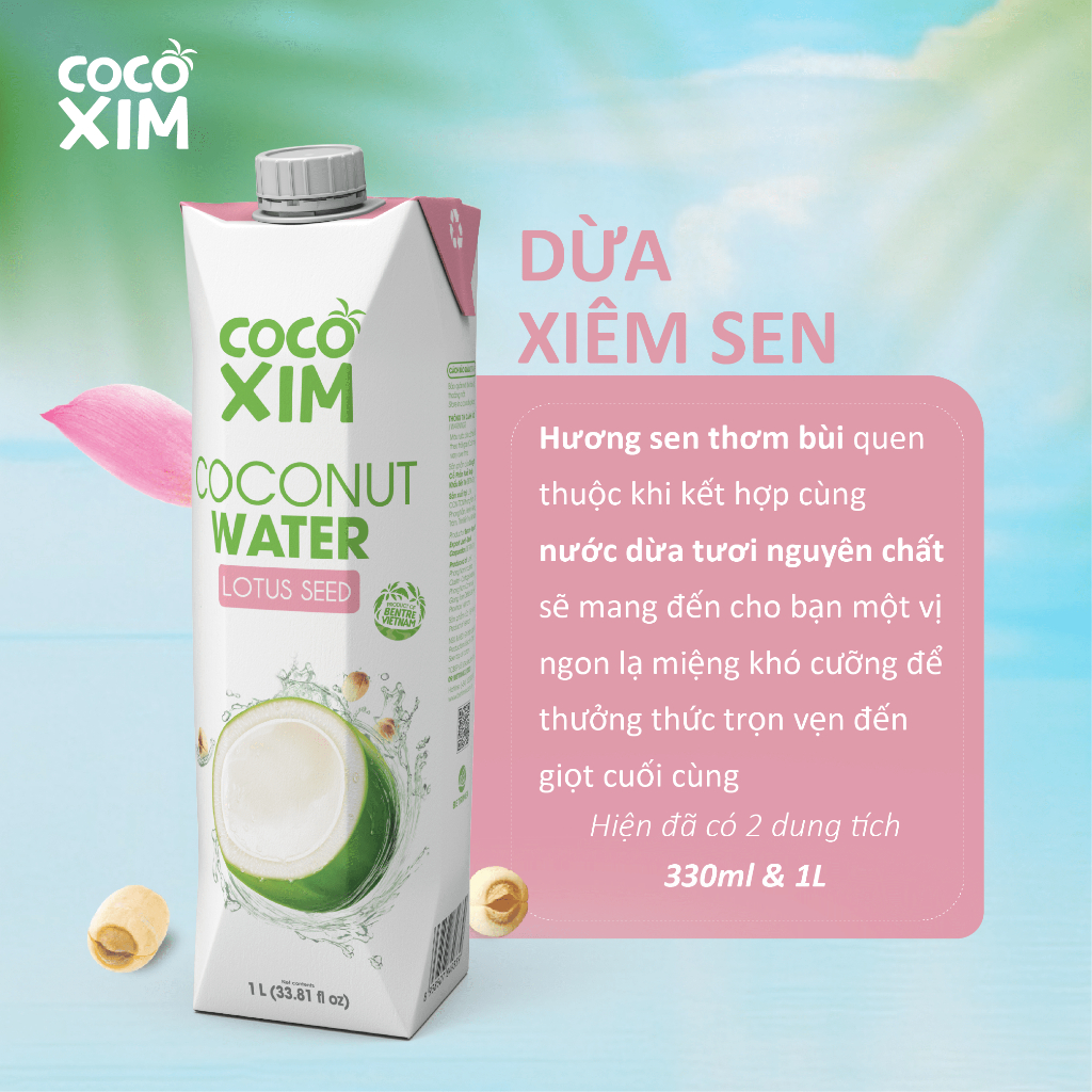 HỘP Nước dừa đóng hộp Cocoxim Sen 1000ml/ Hộp