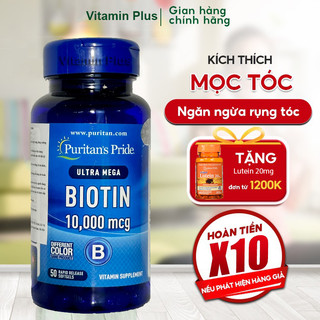 Viên uống giảm tóc gãy rụng, giúp mọc tóc Biotin 10.000mcg 50 viên Puritan's Pride mẫu mới