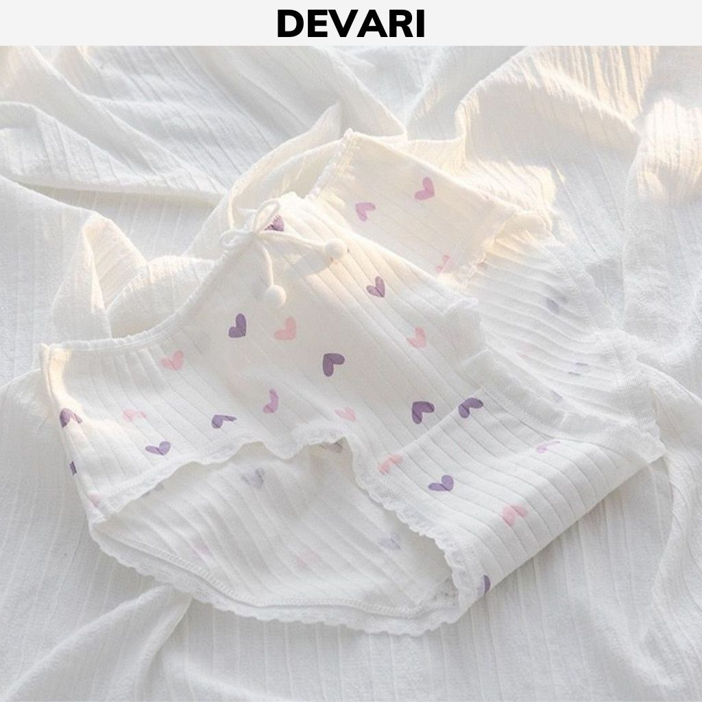 Quần lót nữ cotton cao cấp mềm mịn thấm hút hạ tiết nổi bật xinh đẹp và đáng yêu DEVARI L0511