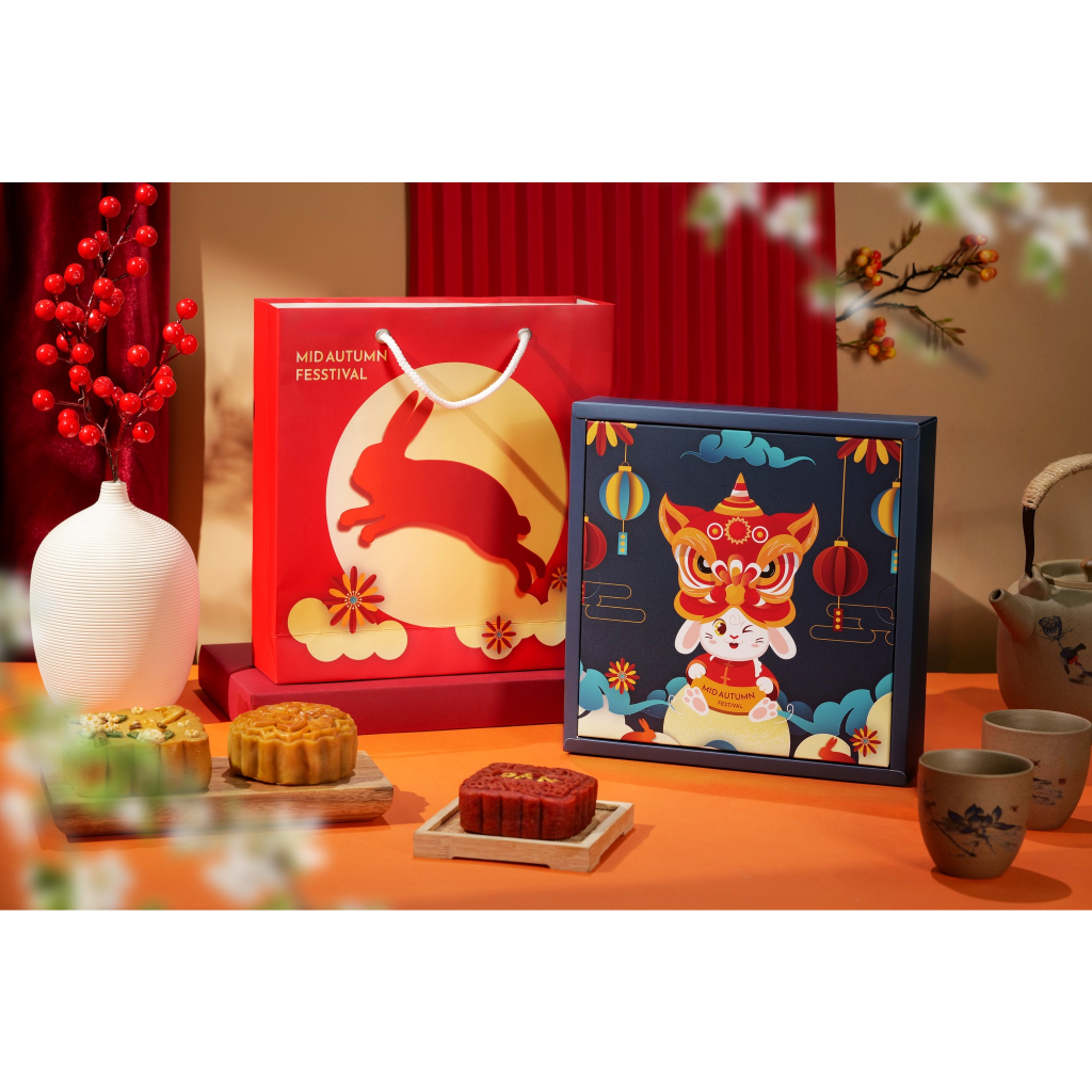 Hộp Trung Thu 4 Bánh THỎ LÂN Không Hộp Con (Set 10 Hộp)
