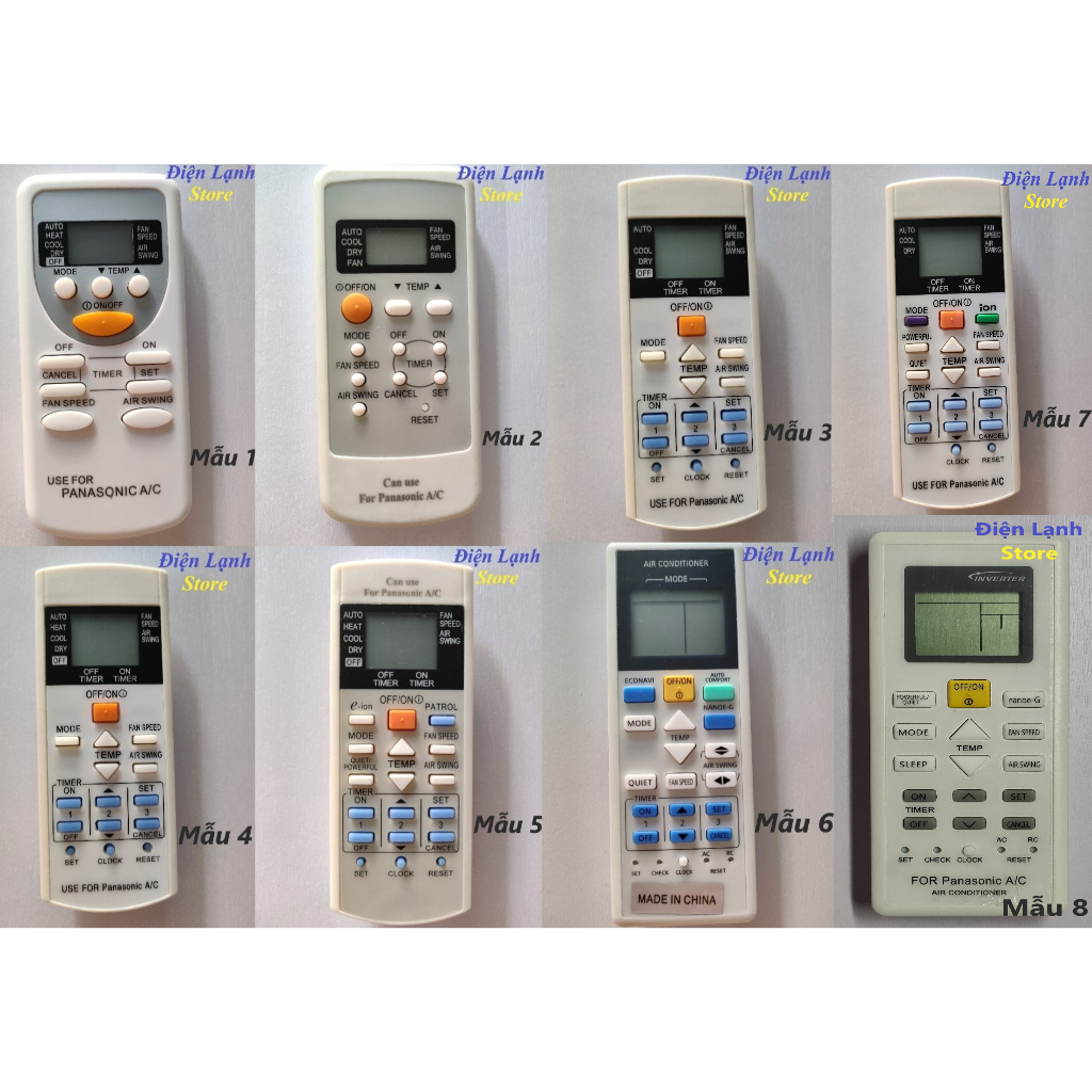Remote máy lạnh Panasonic các loại. (Tặng kèm cặp pin).