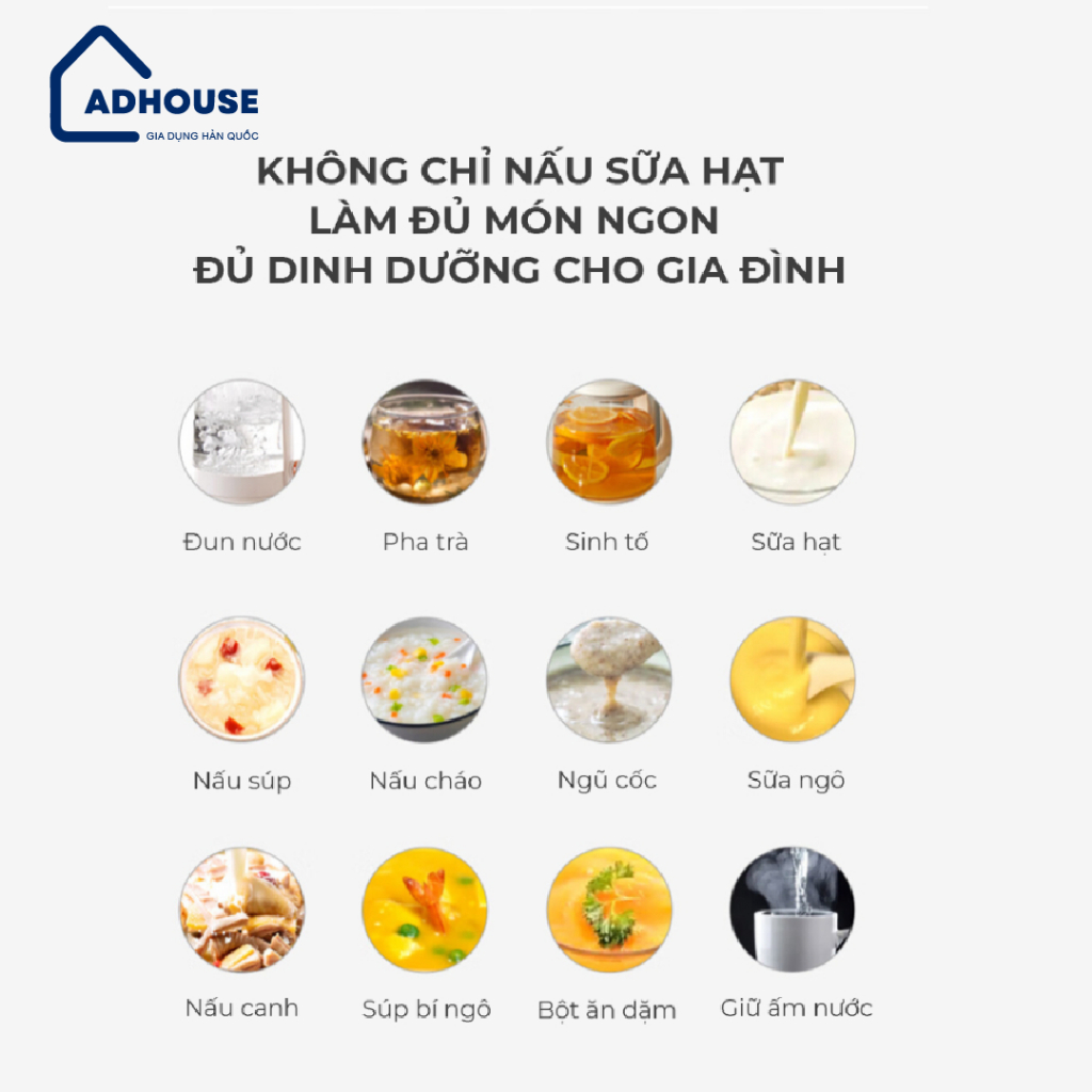 Máy Làm Sữa Hạt Mini PRO Gume Dung Tích 1,2 Lít, Đa chức Năng - Nhập Khẩu Hàn