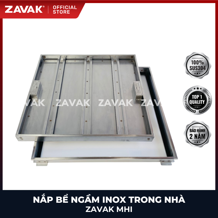 Nắp bể ngầm ZAVAK MHI-60 KT60x60cm/ lát gạch 2cm/ inox 304