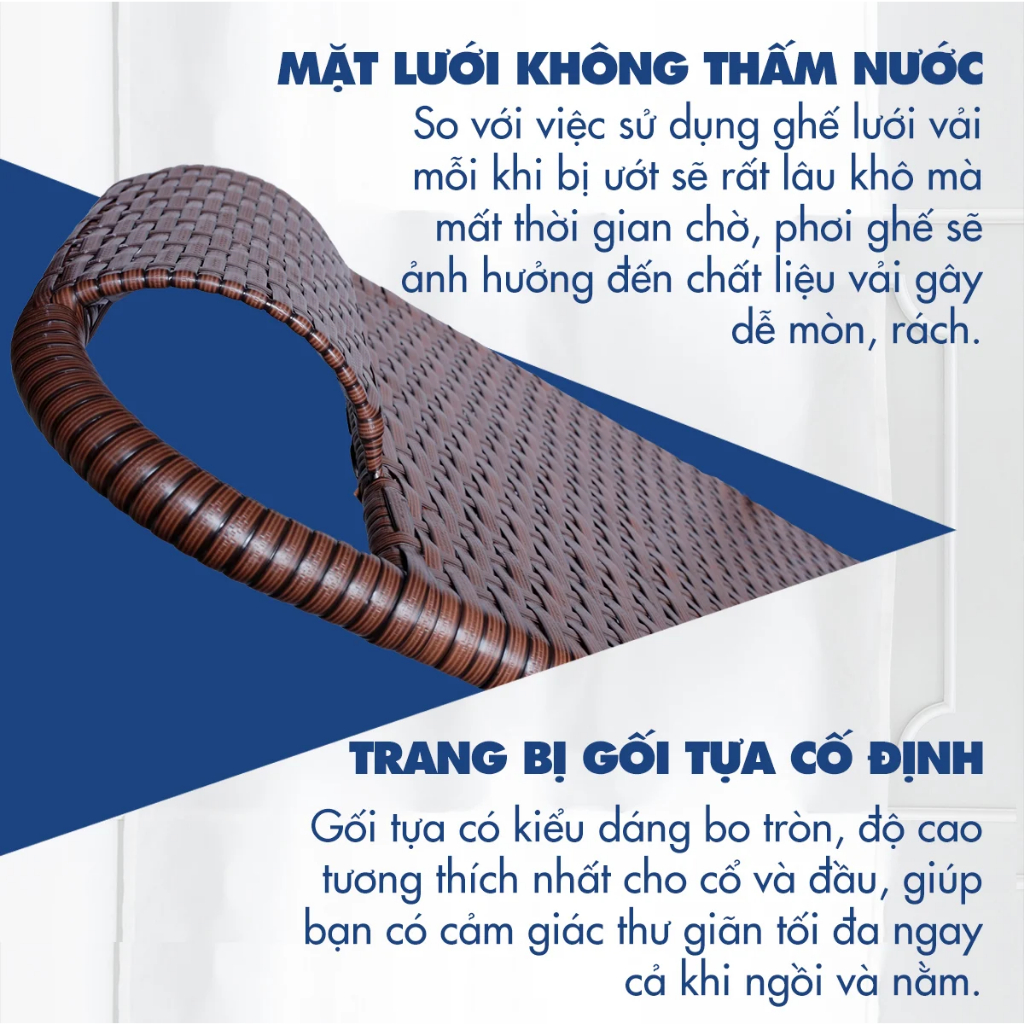 Ghế Xếp Thư Giãn Mây Nhân Tạo Kachi MK298 bền gấp 20 lần ghế vải lưới