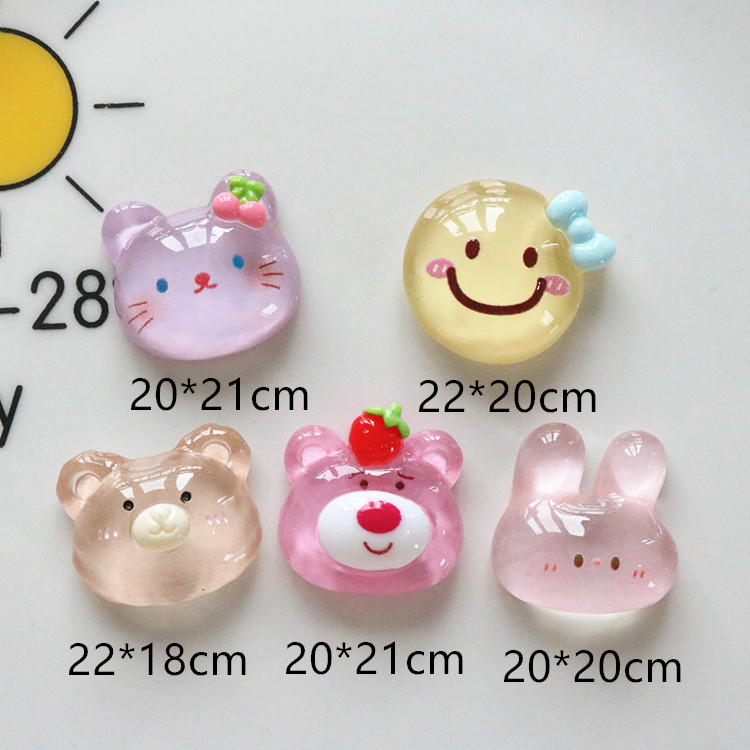 Sticker gắn dép, charm gấu dâu Pink Bear thỏ hồng Kitty nhựa trong