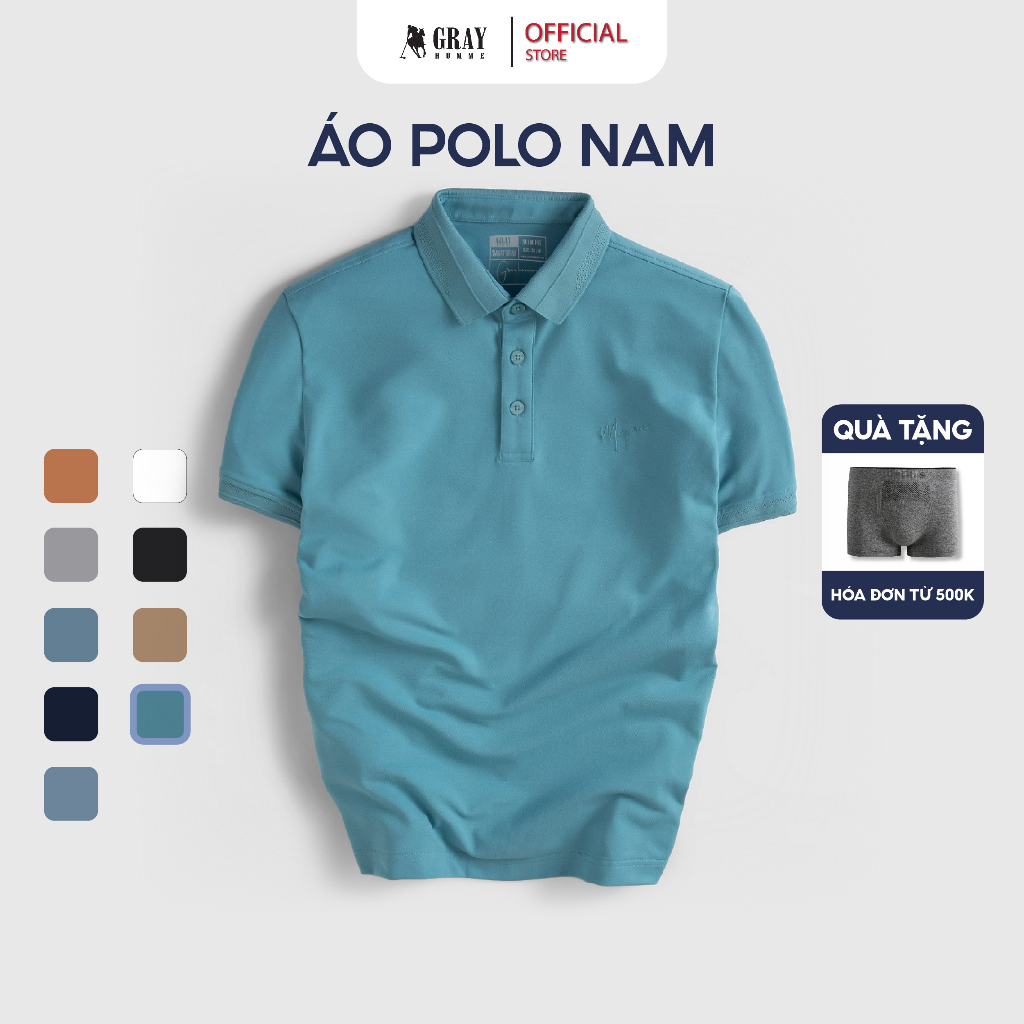 Áo Polo Nam Trơn Có Cổ Ngắn Tay (9 màu) GRAYHOMME Basic Vải Cotton Cao Cấp TPM3-013