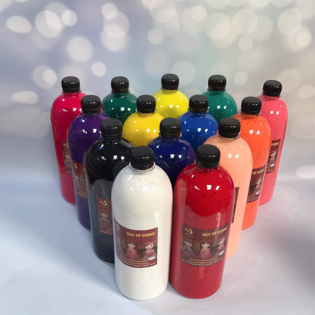 Màu Tô tượng kim tuyến HUNGACOLOR  loại pha sẵn chai 1000ml có vòi nhấn đi kèm