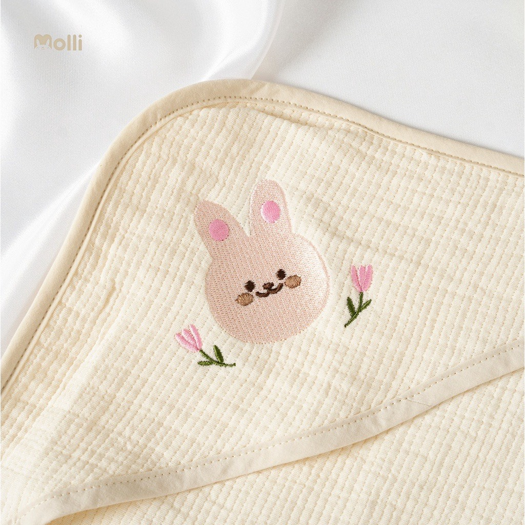 Khăn quấn/ choàng ủ sơ sinh đa năng MOLLI vải sợi Muslin cao cấp 80cm x 80cm