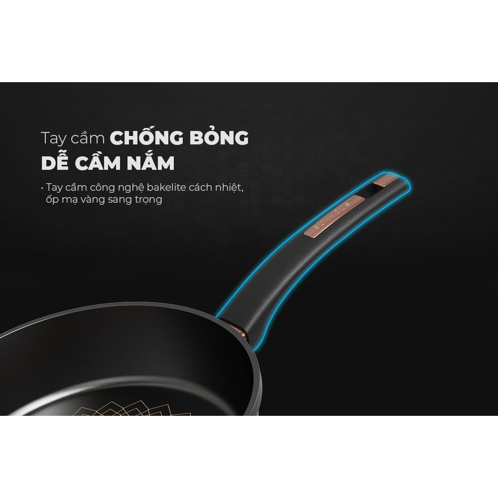 Chảo Chống Dính Ultra Titanium Sunhouse ST20B / ST26B / ST28B / ST30B Thành Dày Tay Cầm Bakelite Chắc Chắn