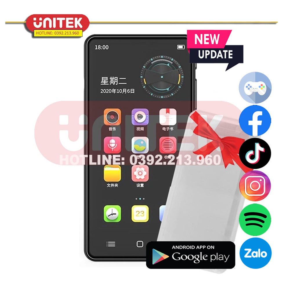 (Hỗ Trợ Tiếng Việt) Máy Nghe Nhạc Android MP4 Màn Hình Cảm Ứng 4.0 Inch Bluetooth WiFi Ruizu H8 - Bản Quốc Tế 2023