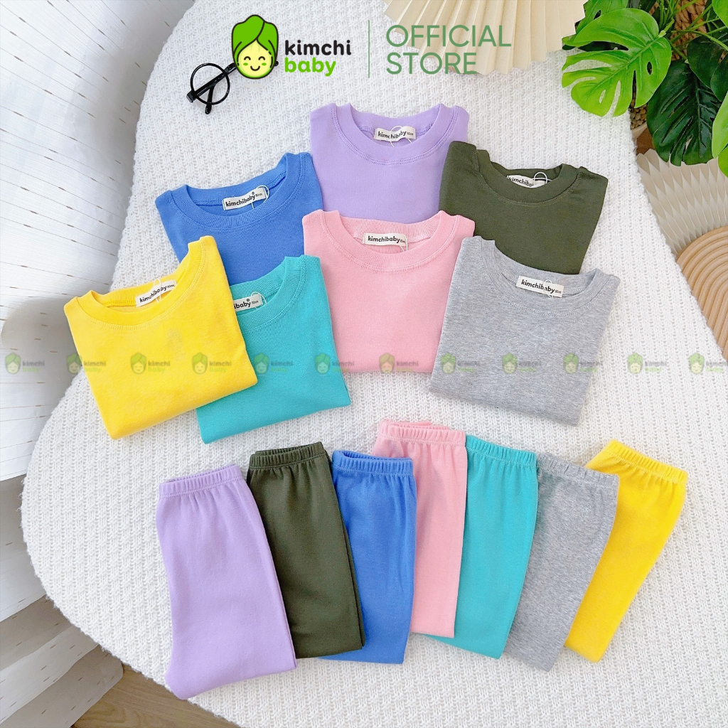 Đồ Bộ Dài Tay Bé Gái, Bé Trai KIMCHIBABY Vải Cotton Borip Bo Gấu, Bộ Quần Áo Cho Bé Mặc Nhà Thu Đông MKMTD2213