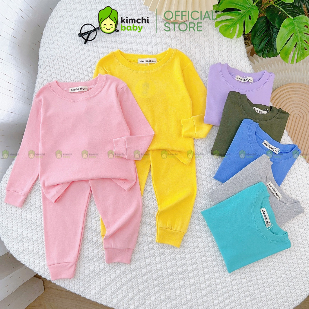 Đồ Bộ Dài Tay Bé Gái, Bé Trai KIMCHIBABY Vải Cotton Borip Bo Gấu, Bộ Quần Áo Cho Bé Mặc Nhà Thu Đông MKMTD2213